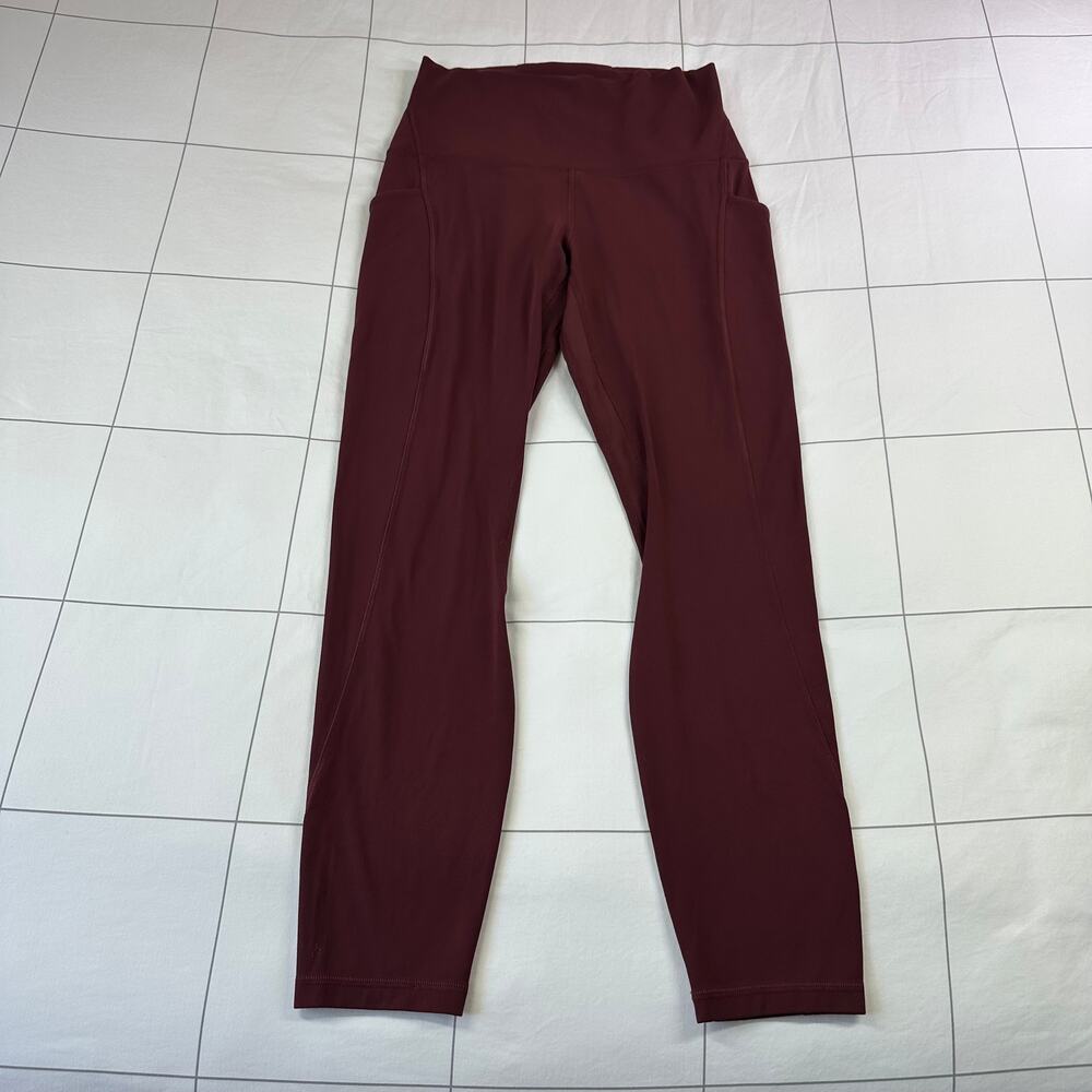 Lululemon Leggings Womens 6 Align High Rise Pockets 25" Red Merlot Yoga Pilates - Picture 3 of 12